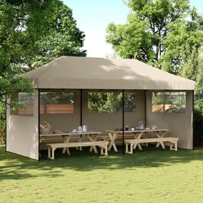 Tendone Per Feste Pieghevole Pop-up Con 3 Pareti Tortora /