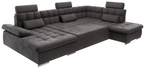 Divano angolare color antracite allungabile e con contenitore (con penisola a destra/a U) Merkur – Ropez