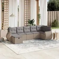 Set Divano da Giardino 7 pz con Cuscini Beige Misto Polyrattan 3264125