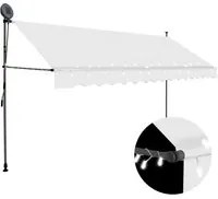 Tenda da Sole Retrattile Manuale con LED 350 cm Crema