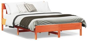 Letto Senza Materasso Marrone Cera 140x190 Cm İn Legno Di Pino /