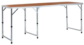 Tavolo da Campeggio Pieghevole in Alluminio 180x60 cm