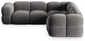 Divano angolare grigio con rivestimento in velluto Loretto – Cosmopolitan Design