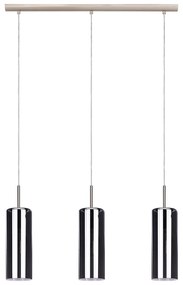 Lampadario Industrial Selvino 3 Luci Acciaio Grigio Opaco Diffusore Nero