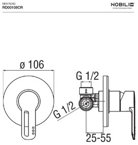 Miscelatore doccia Nobili New Road a incasso 1 via RD00108CR