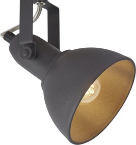 Faretto industriale nero con legno orientabile e inclinabile - Jakub