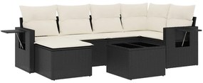 Set Divani da Giardino con Cuscini 7pz Nero Polyrattan