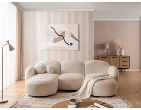 Divano angolare marrone chiaro (a U) con rivestimento in bouclé Orbit – Ropez