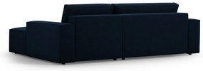 Divano letto angolare blu scuro in tessuto bouclé (angolo destro) Jodie - Micadoni Home