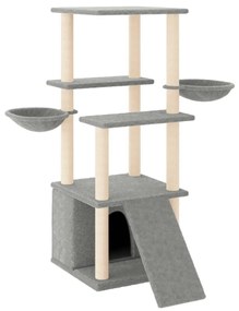 Albero per gatti con tiragraffi in sisal grigio chiaro 133 cm