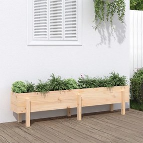 Fioriera Rialzata Da Giardino 160x30x38 Cm Legno Massello Pino /
