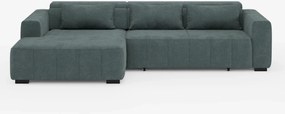 Doric Divano angolare con penisola e sedute allungabili con relax elettrico - poggiatesta reclinabili in tessuto smacchiabile T23