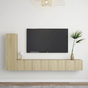 Set Di Mobili Porta Tv 3 Pz Rovere Sonoma İn Legno Multistrato /