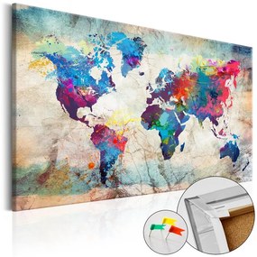 Quadri di sughero World Map: Colourful Madness [Cork Map]