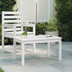 Tavolo da giardino bianco 82,5x50,5x45 cm legno massello pino