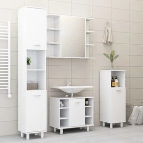 Set Mobili Da Bagno 4 Pz Bianco İn Truciolato /