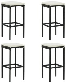 Set da Bar da Giardino 5 pz con Cuscini in Polyrattan Nero