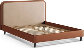 Letto matrimoniale imbottito color mattone con rete inclusa 200x200 cm Aveline – Micadoni