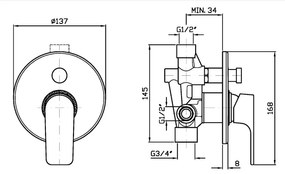 Zucchetti Wind ZWN134 Miscelatore Monocomando Doccia con deviatore senza parte incasso Cromo