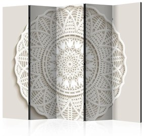 Paravento design Mandala 3D II - mandala bianca con ornamenti in 3D