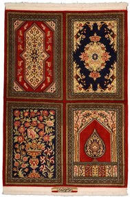 Ghom Tappeto persiano 110 x 150 Rosso (Iran) Annodato A Mano