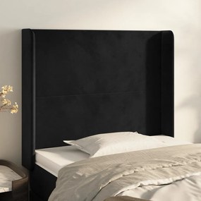 Testiera Ad Orecchio Nera 83x16x118/128 Cm İn Velluto /