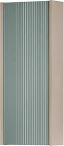 Pensile bagno Niwa cannettato laccato opaco Beige Greige con vetro blu pacifico, 1 anta P17 x L30 x H78.5 cm