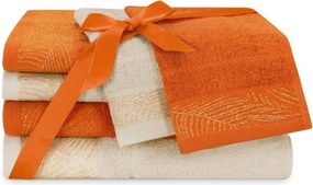 Set di asciugamani per viso e corpo tipo terry arancioni/beige in cotone 6 pz Bellis – Restilo