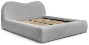 Letto matrimoniale in grigio chiaro imbottito con spazio contenitivo con rete inclusa 160x200 cm Orlane – Bobochic Paris