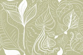 Carta da parati – Foglie magiche in versione verde