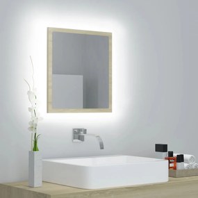 Specchio da Bagno LED Rovere Sonoma 40x8,5x37 cm in Acrilico