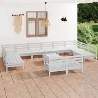 Set Salotto da Giardino 13 pz in Legno Massello di Pino Bianco 3083500