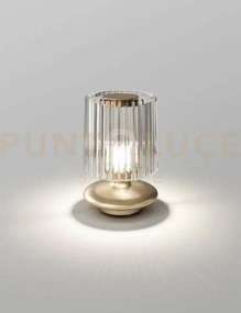 Tread lampada da tavolo cristallo trasparente oro satinato 1 luce a...