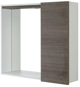 Specchio contenitore 68x61 cm rovere scuro con pensile e LED Way