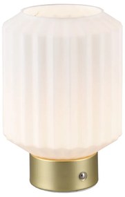 Lampada da tavolo LED dimmerabile in bianco e oro con paralume in vetro (altezza 19,5 cm) Lord - Reality