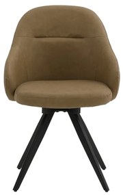 Set di sedie girevoli COVENT in similpelle marrone e gambe in metallo nero, con braccioli