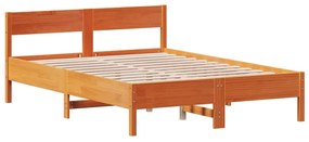 Giroletto con testiera marrone cera 140x190 cm massello pino