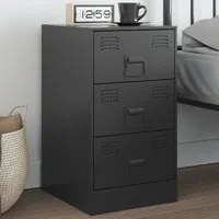 Comodino Nero 34,5x39x62 cm in Acciaio 841775