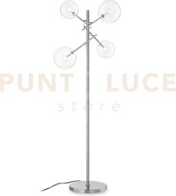 Equinoxe lampada da terra cromo e trasparente in vetro 4 luci attac...