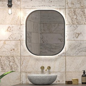 Specchio bagno led retroilluminato 70x80 cm cornice nera | KAM-S7800N - KAMALU