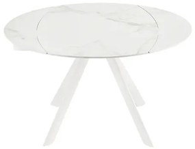 Tavolo in pietra effetto marmo Bianco ROUND con piano girevole D135 cm