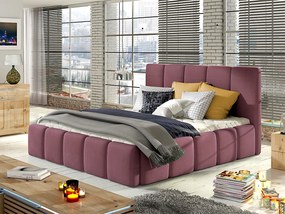 Letto matrimoniale con box contenitore Bali - 160 x 200 cm , Tessuto pregiato rosa