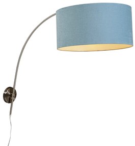 Lampada da parete ad arco in acciaio con paralume blu 50/50/25 regolabile