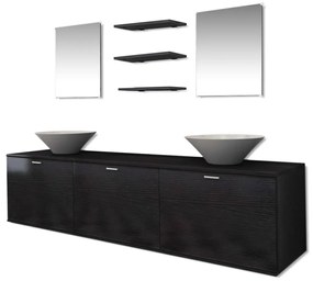 Set mobili da bagno 10 pz con lavabo e rubinetto nero