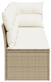 Divano da Giardino con Cuscini a 4 Posti Beige in Polyrattan