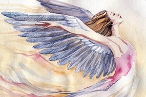 Stampa su tela – Angelo libero con ali viola