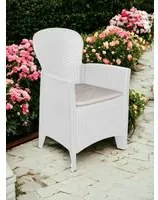 Sedia da esterno Como, Seduta da giardino, Poltrona outdoor effetto rattan, 100 % Made in Italy, Cm 60x58h89, Bianco