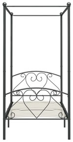 Letto a baldacchino grigio in metallo 100x200 cm