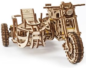 Ugears - 3D puzzle meccanico in legno Moto scrambler con carrello