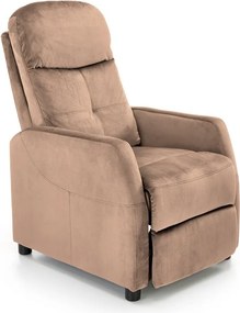Poltrona reclinabile Felipe 2 in velluto beige - H103 cm